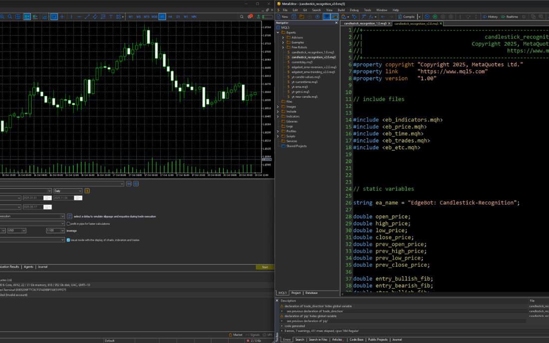 MetaEditor with a bot built on the EdgeBots library